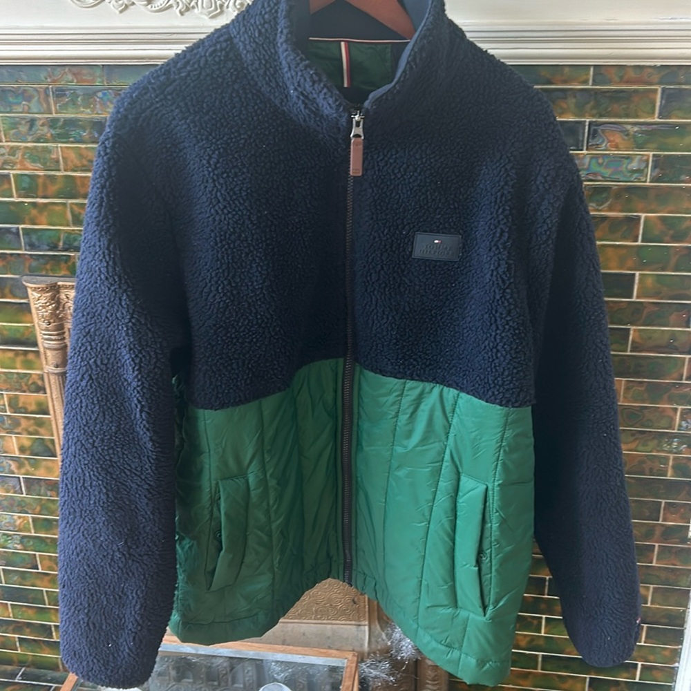 Men’s Tommy Hilfiger navy Sherpa and green coat